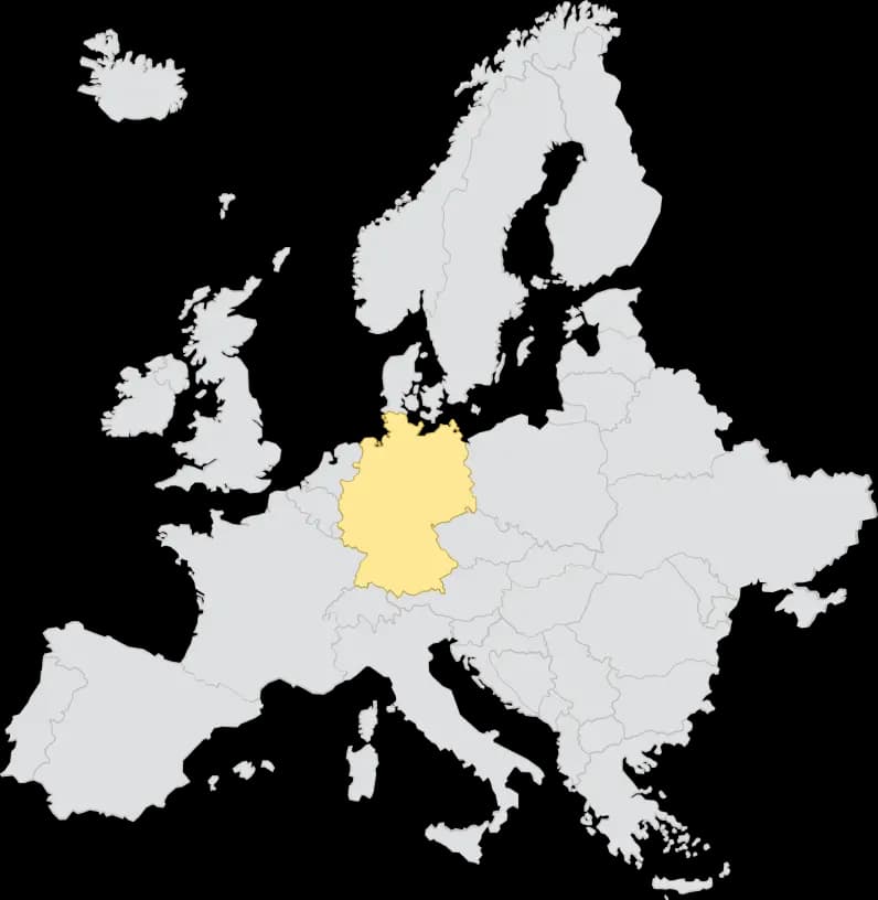 Map of Europe highlighting Germany — Technogoal operational region
